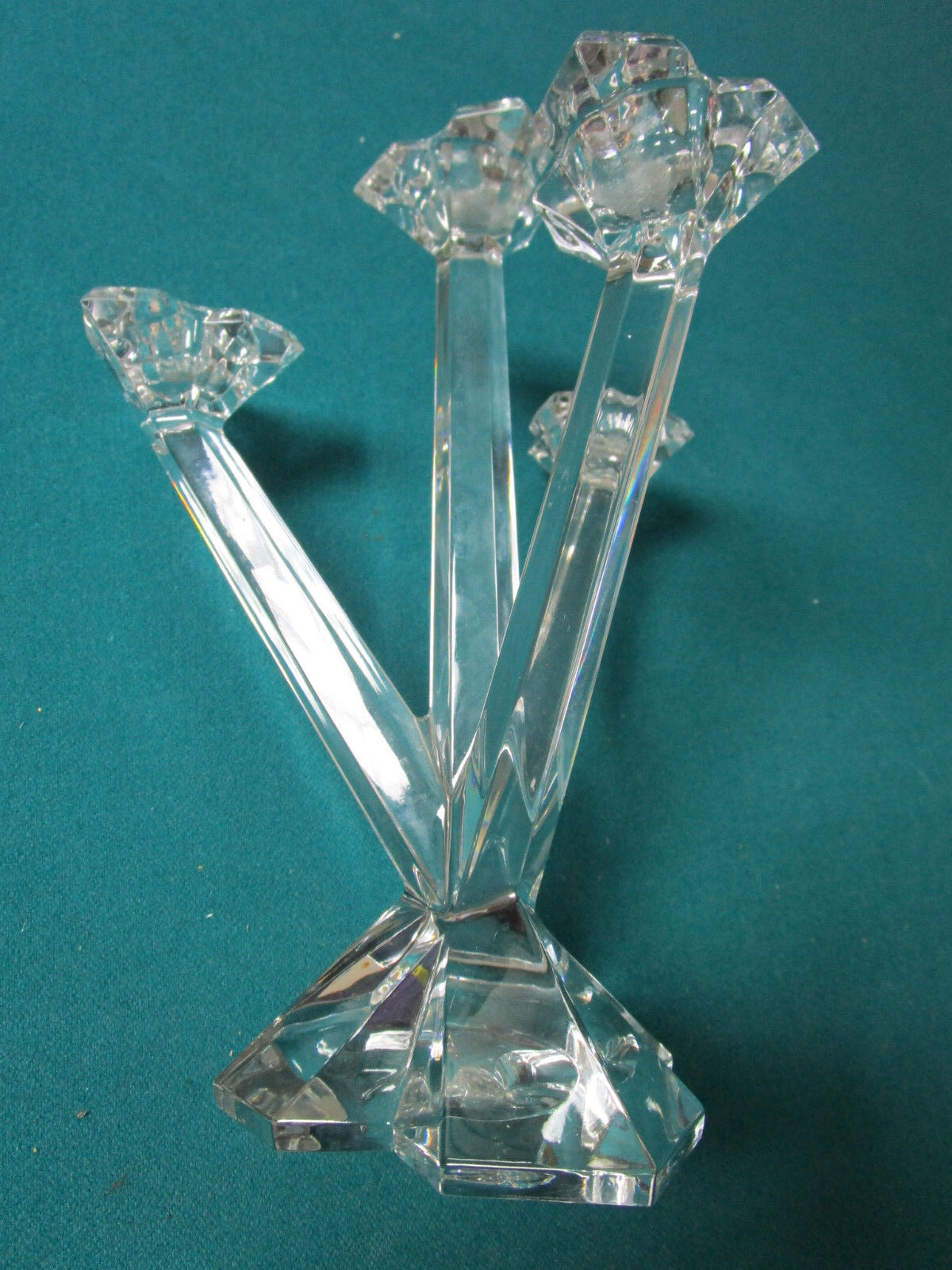 VILLEROY AND BOCH CRYSTAL CANDLE HOLDER 9 1/2" 3 BRANCHES