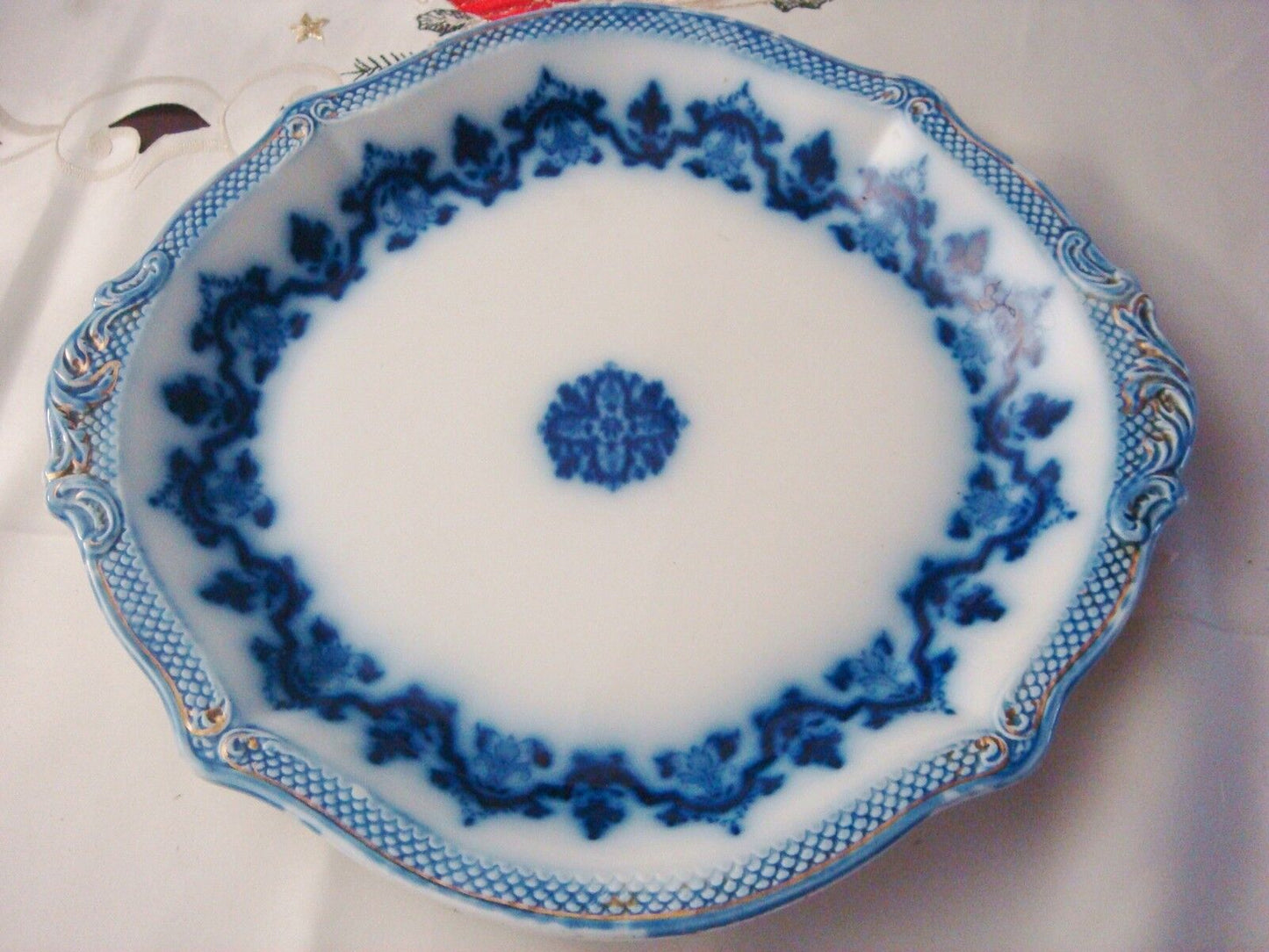 W.H. GRINDLEY Staffordshire England Celtic flow blue tray c1890s original