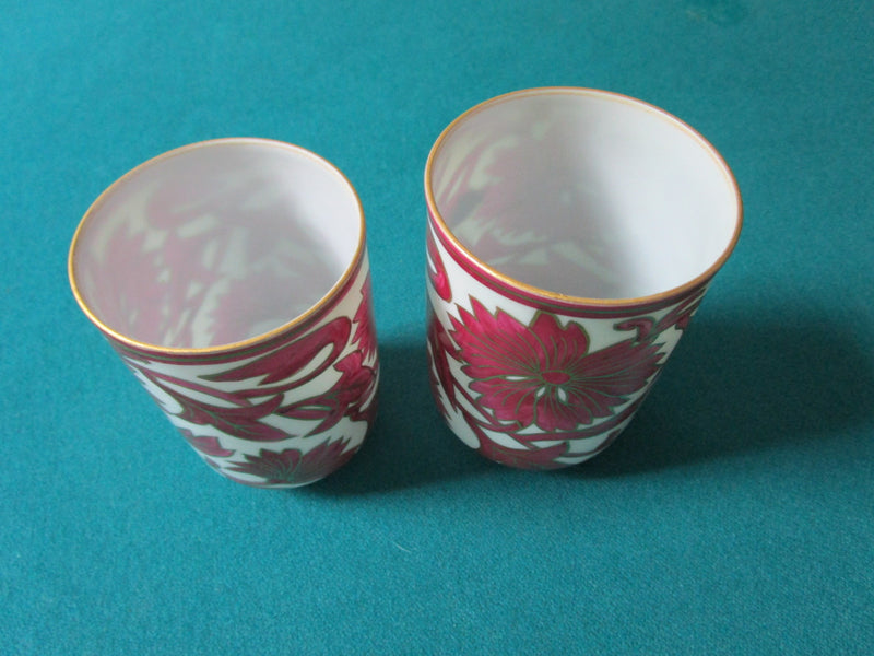 ANTIQUE JAPANESE EGGSHELL CUPS 3 1/2" AND 3 3/4" REG FLOWERS [*JAPAN]