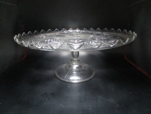 VINTAGE GLASS PEDESTAL CAKE STAND PLATTER