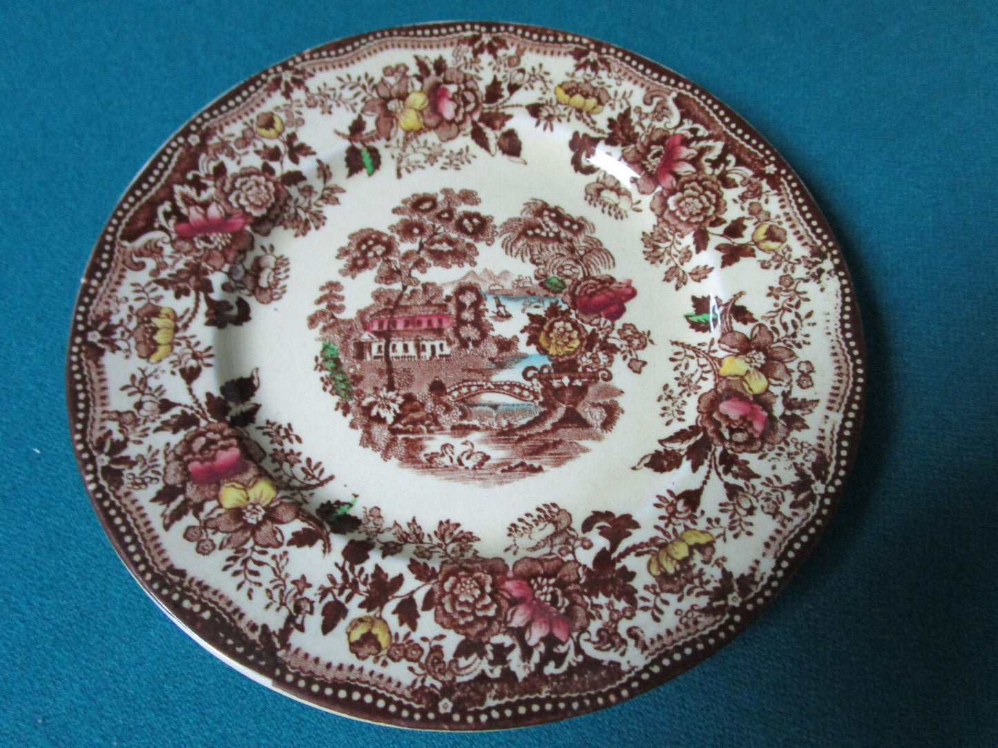 Alfred Meakin England Tonquin Brown Transfer Trio Cup Saucer Plate Original ^^