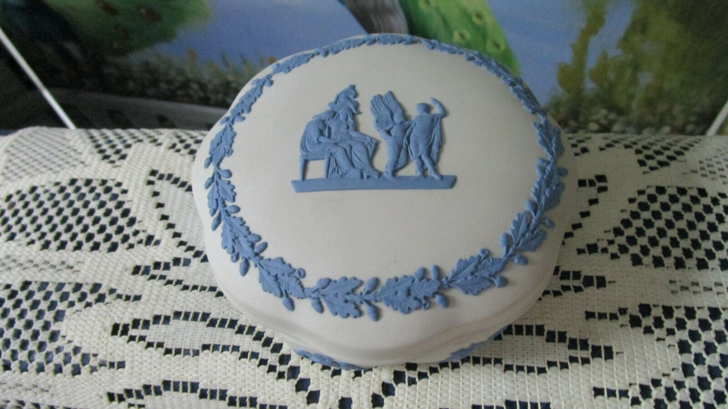 WEDGWOOD BLUE PINK JASPERWARE TRINKET BOX VASE SACRIFICIAL SUN GOD PAT PICK1 ^^