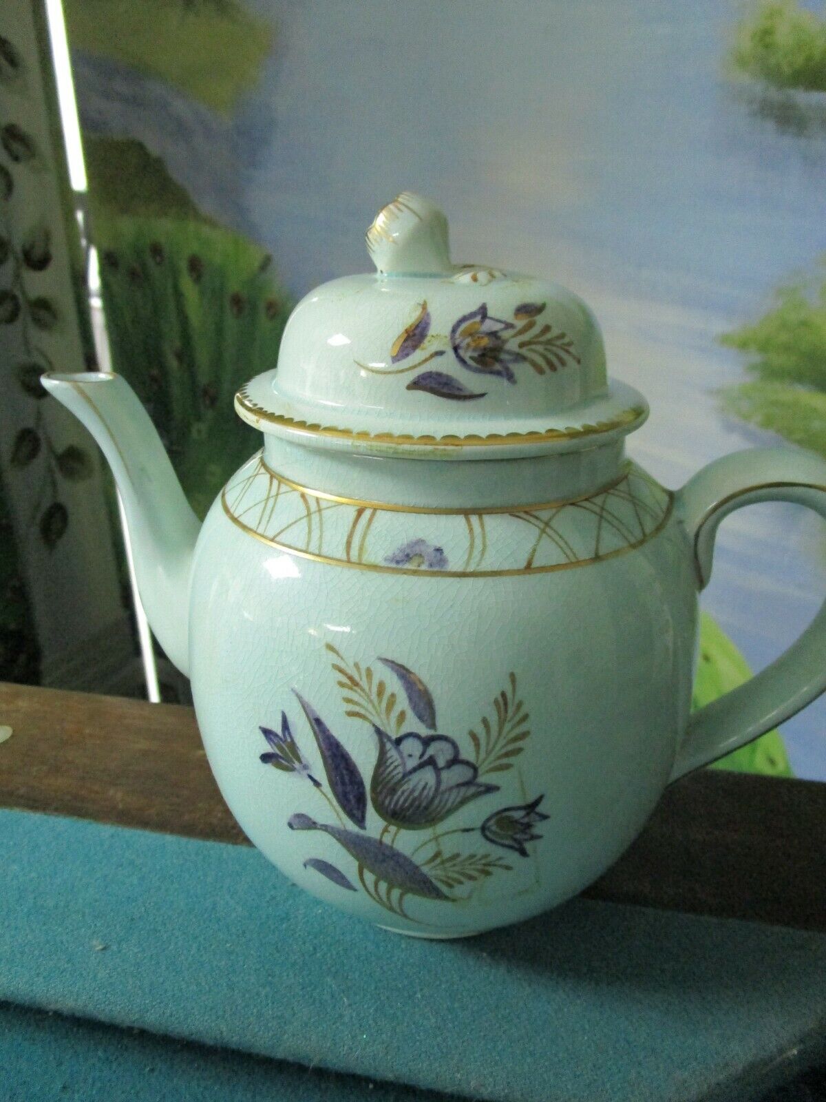 Adams England Calyx Ware teapot, creamer & sugar bowl with lid, pale green [88B]