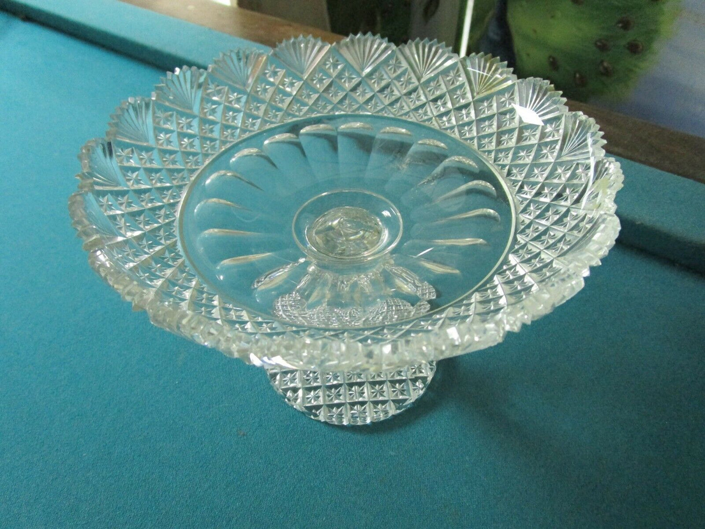 AMERICAN BRILLIANT PERIOD 5 X 8" FOOTED DISH CRYSTAL CUT GLASS [a5-3]