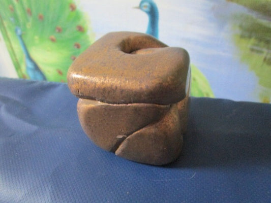Jewish Cube Ceramic 2 X2" Golden Paperweight Made In Israel
