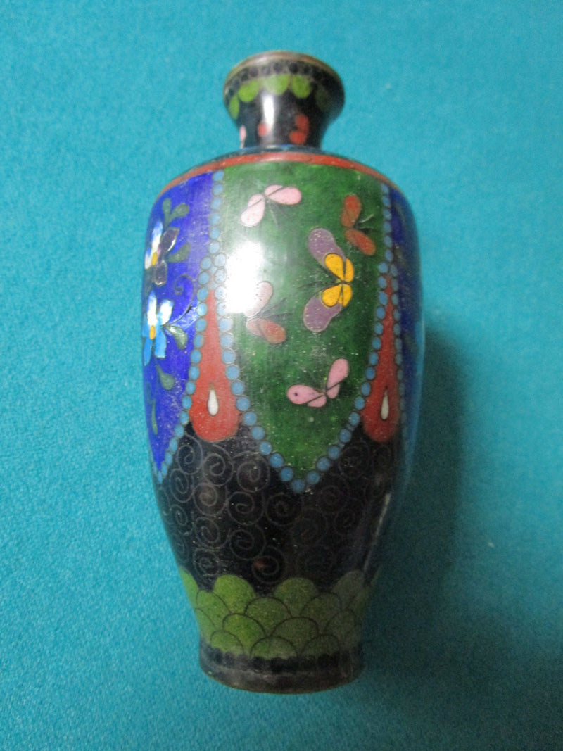 CHINESE CLOISONNE VASE TRUQUOISE/BLUE  AND GREEN INSIDE 5 1/2"