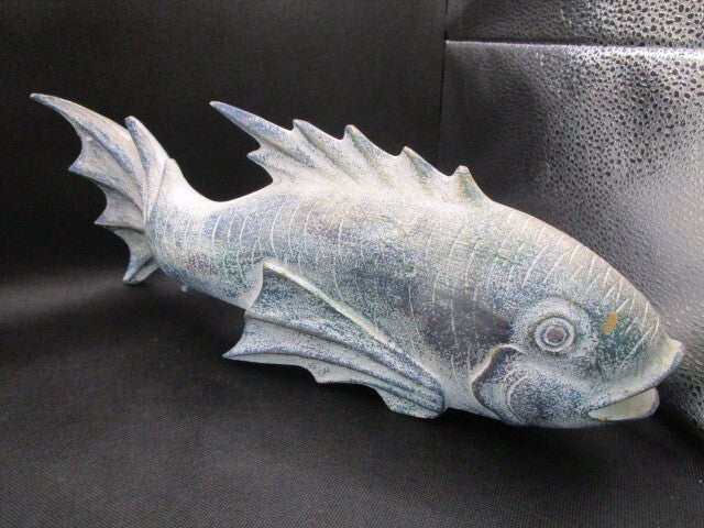 Koi Hand Carved 2 Fishes Sculpture Mango Wood Burned Embellished  2 Pcs ^^^