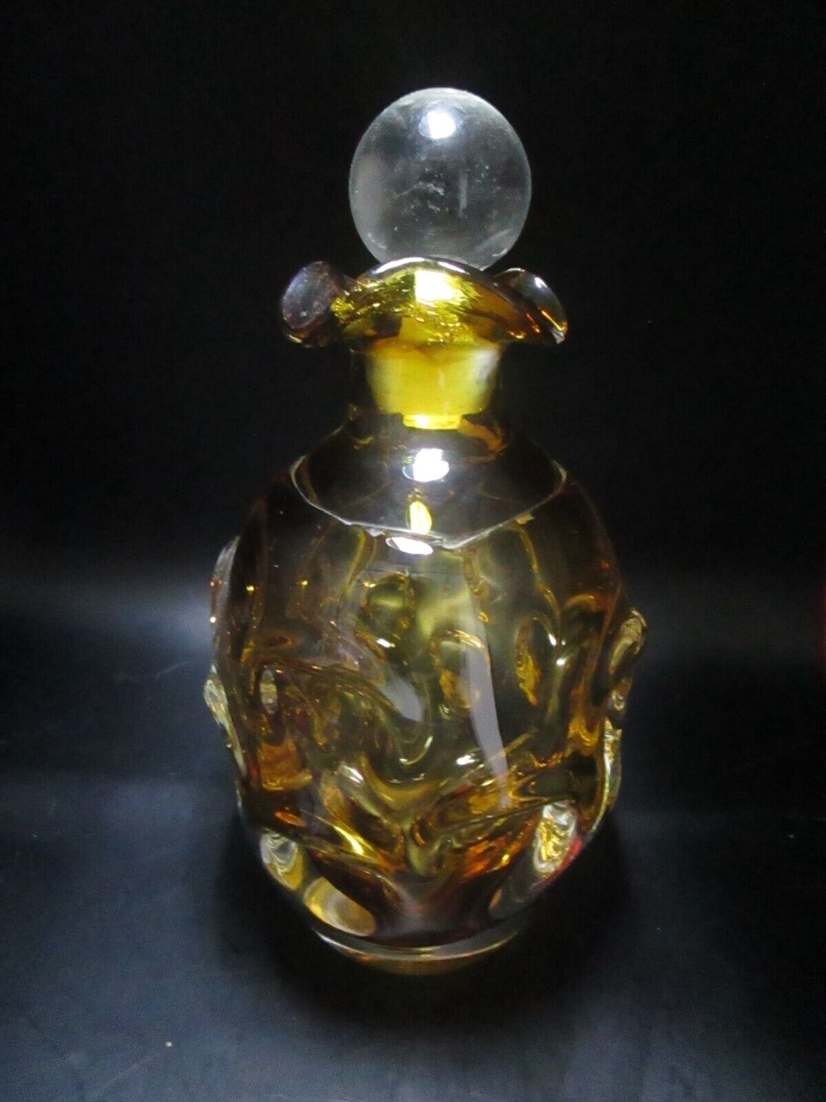 BLENKO DECANTER THUMBPRINT 9" AMBER