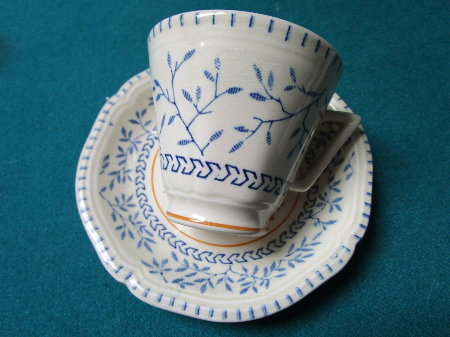 Woods Burslem England "Waverley" Pattern, Coffee Cup And Saucer [95j]