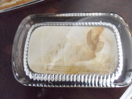 A.C.Bosselman & Co New York Victorian Glass Paperweight: Baptist Church