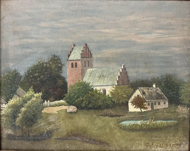 Peter Hansen ( Denmark ) Impressionist Landscape original Oil on Canvas Painting
