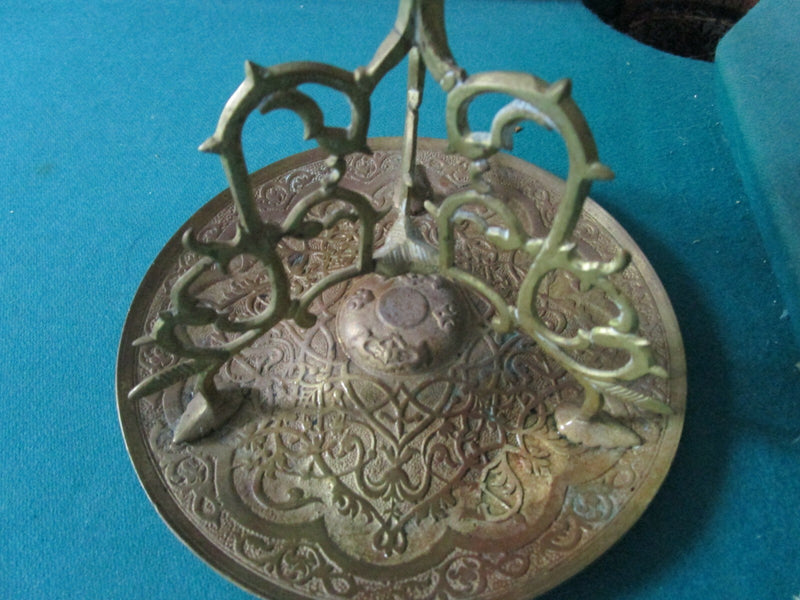 Asian Candleholder Brass Ornated Ormulu 9" Tall [METBSKT4]