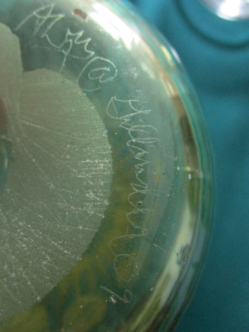 GLASS STUDIO VASE RIGADEE RIBBED GREEN CLEAR YELLOW ITALIAN  SIGNED  PICK 1