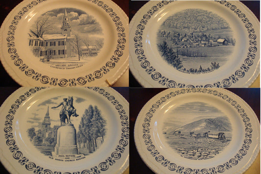 Village Greens Plymouth Paul Revere Mt Washington Blue Plates Pick1 [bp36]