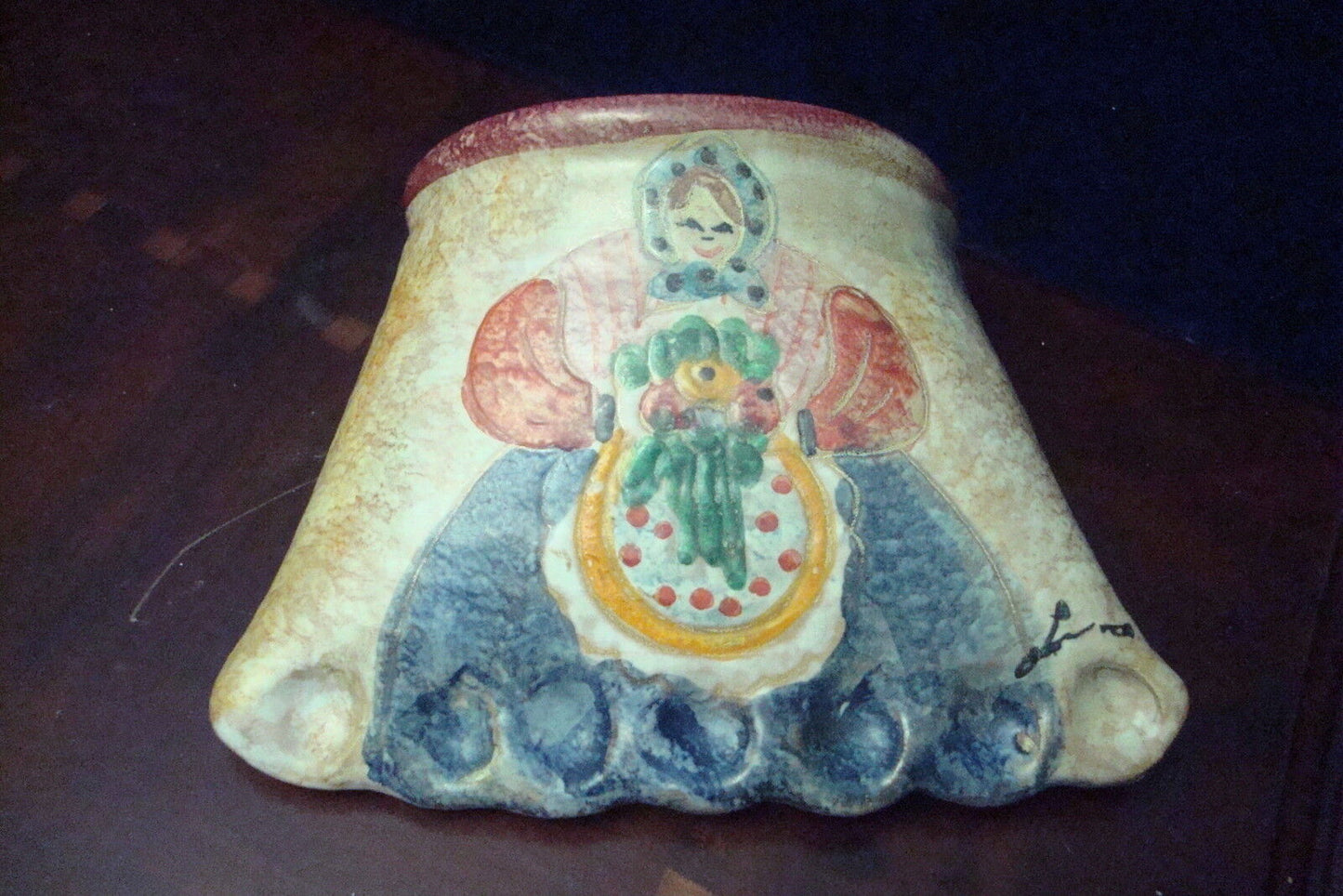 Wall Pocket POTTERY Italy signed, excellent condition, gorgeous , original[60e]