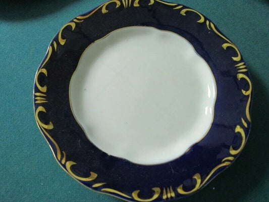 Zsolnay Hungary Pompadour china set 7 salad plates blue gold 7 1/2"