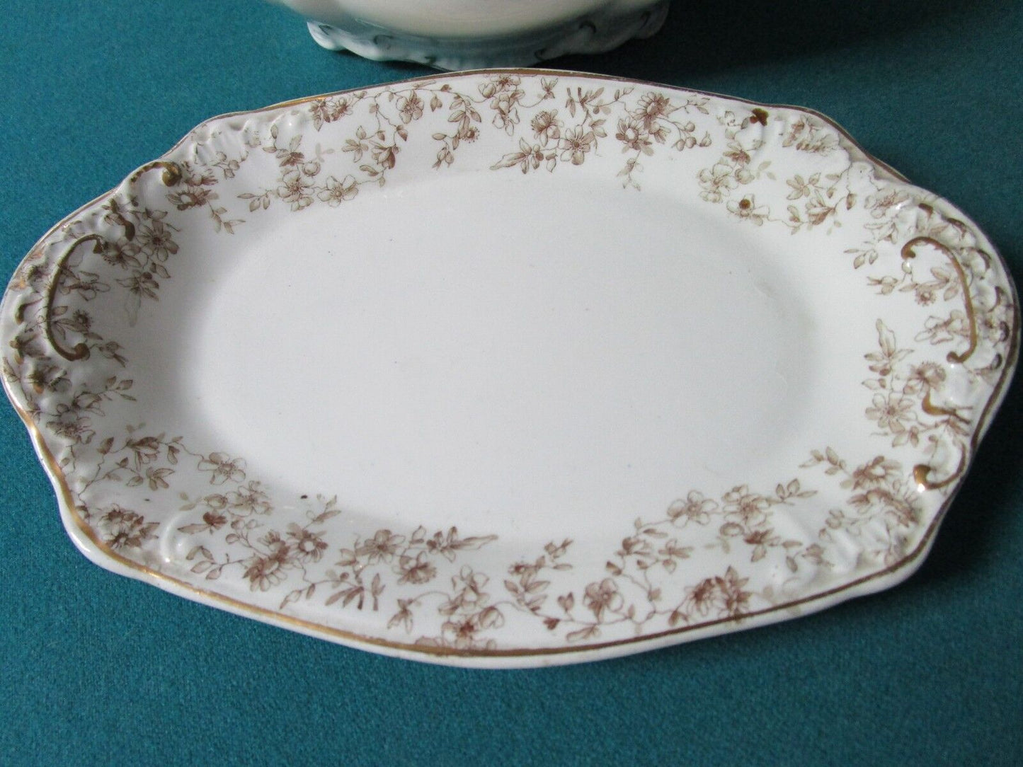 ANTIQUE 1880s Ridgways Royal Semi Porcelain MINI TUREEN SAUCE BOWL SPOON PLATE