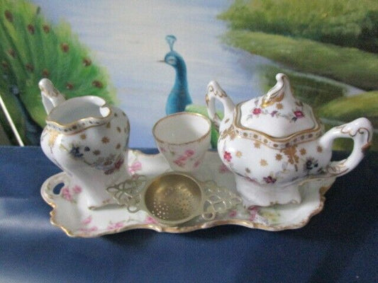 Limoges France Creamer And One Cup Coffee Egg Holder In Ray Streiner