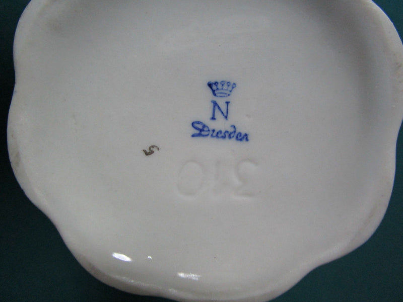 DRESDEN GERMANY PAIR OF CANDLE HOLDERS ROSES AND GOLD 2" TALL [*a14]