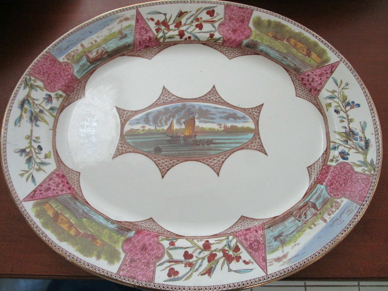 FORD & RILLEY BURSLEM ENGLAND ANTIQUE RED BORNEO TRAYS BEE MARK ORIGINALPICK 1