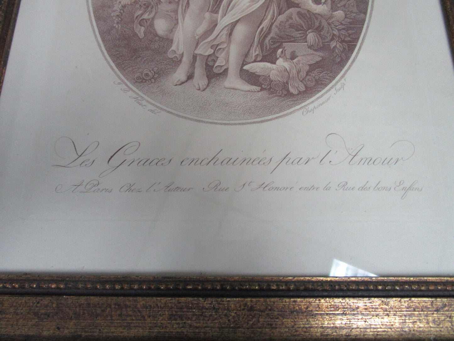 Alexandre CHAPONNIER (1753-1806) "Les Graces enchainées par l'Amour" mezzotint