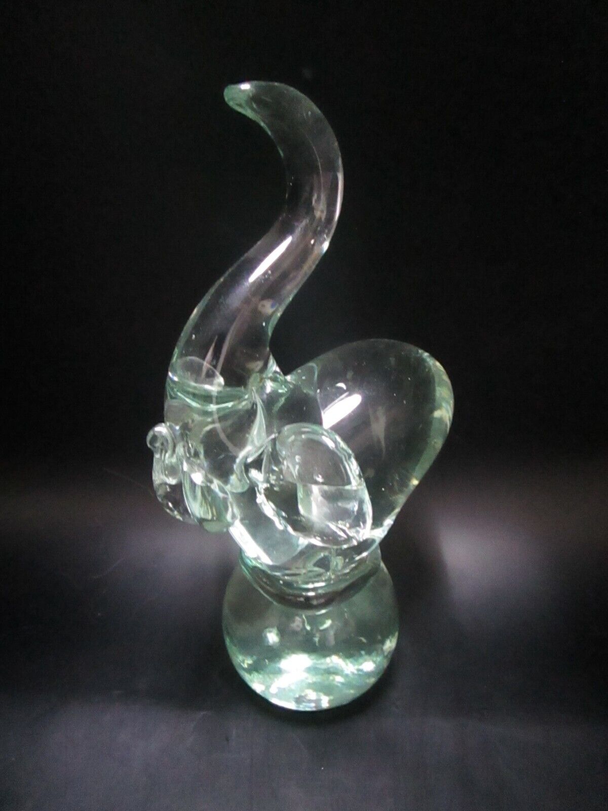 Elephant glass figurine standing in a ball 7 1/2"