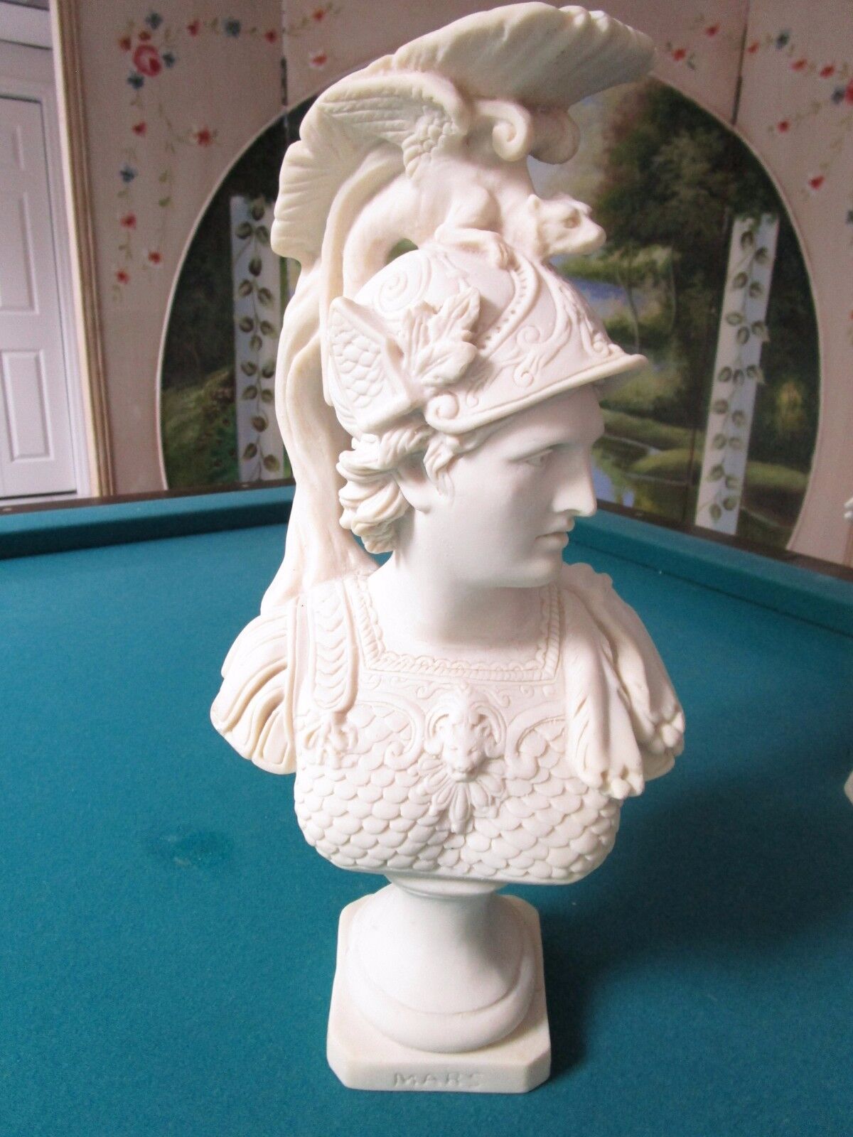 Vintage Nouveau  MADE IN ITALY, MARS GOD Bust Statue Chalkware Plaster CERAMIC