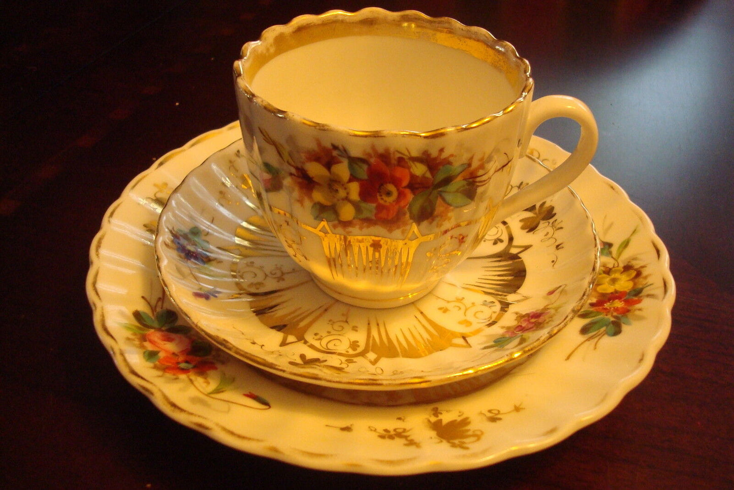 Carl Tielsch  - SAXONIAN PORCELAIN Germany- ca1910s cup, saucer and cake plate