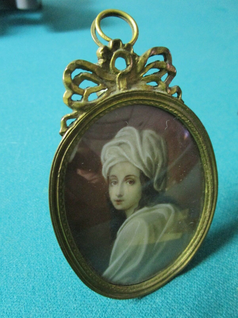 ANTIQUE MINIATURE OVAL PAINTING OF A GIRL WITH CERTIFICATE GERMANY 3 X 2 1/2"