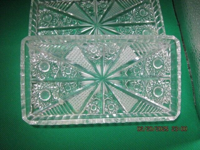 AMERICAN BRILLIANT PAIR VANITY DISHES 7 X 4" {58]