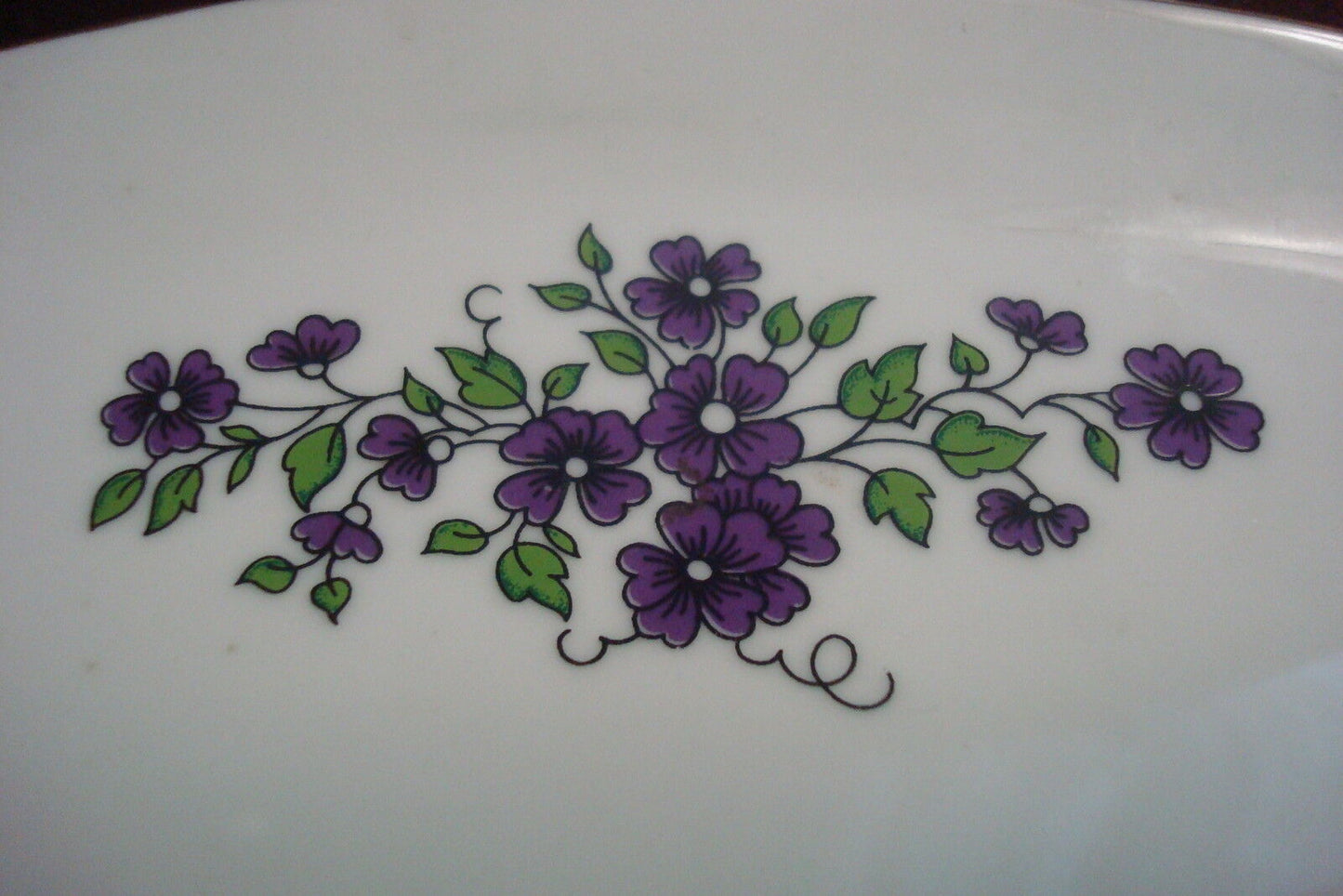 Zsolnay PECS oval pin dish 7" Hungary, 1940s  VIOLETS - ORIGINAL