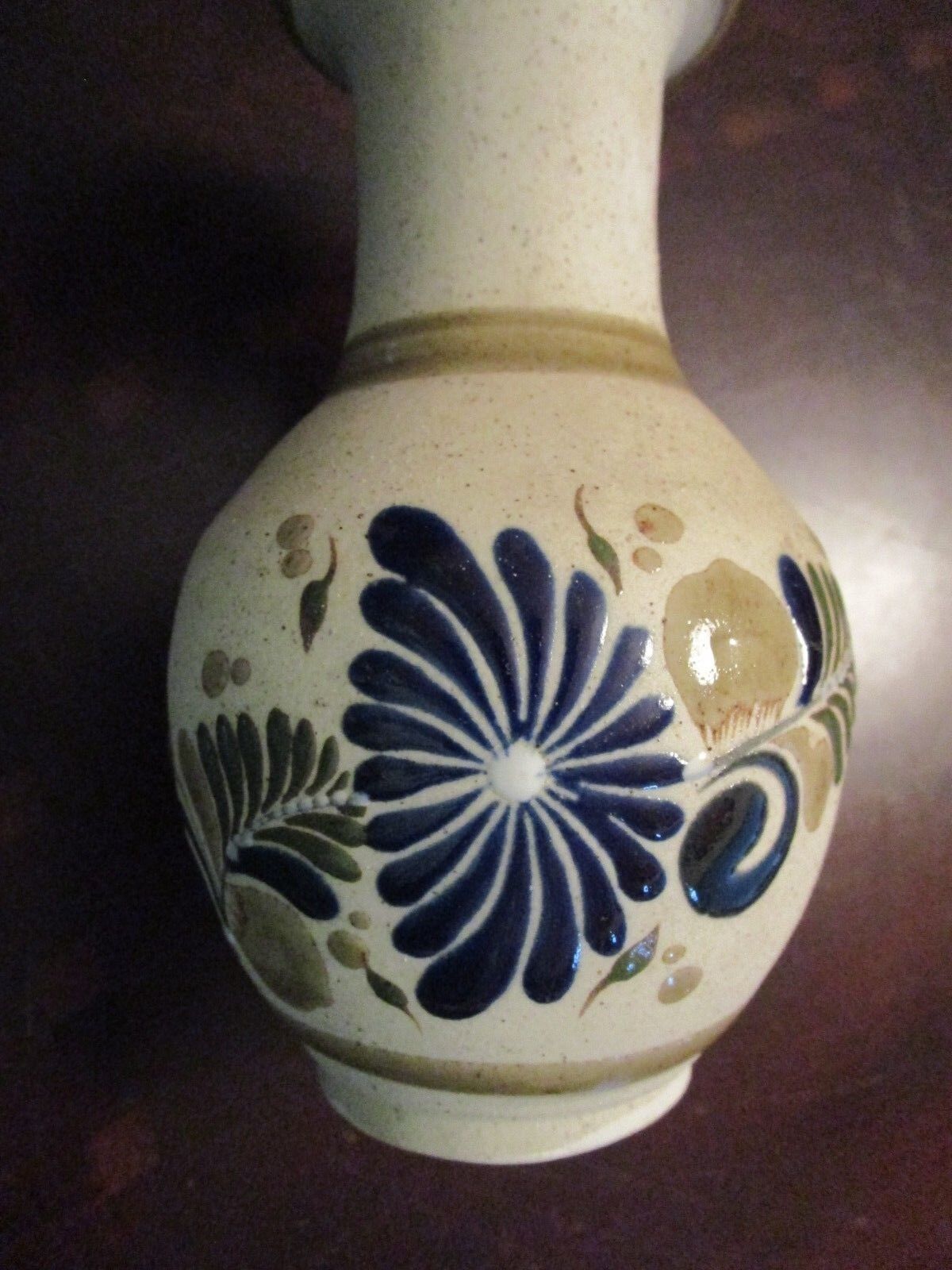 UNGLAZED SANDSTONE FINISH MEXICAN POTTERY VASE CERAMIC FLOWERS [*SW2]