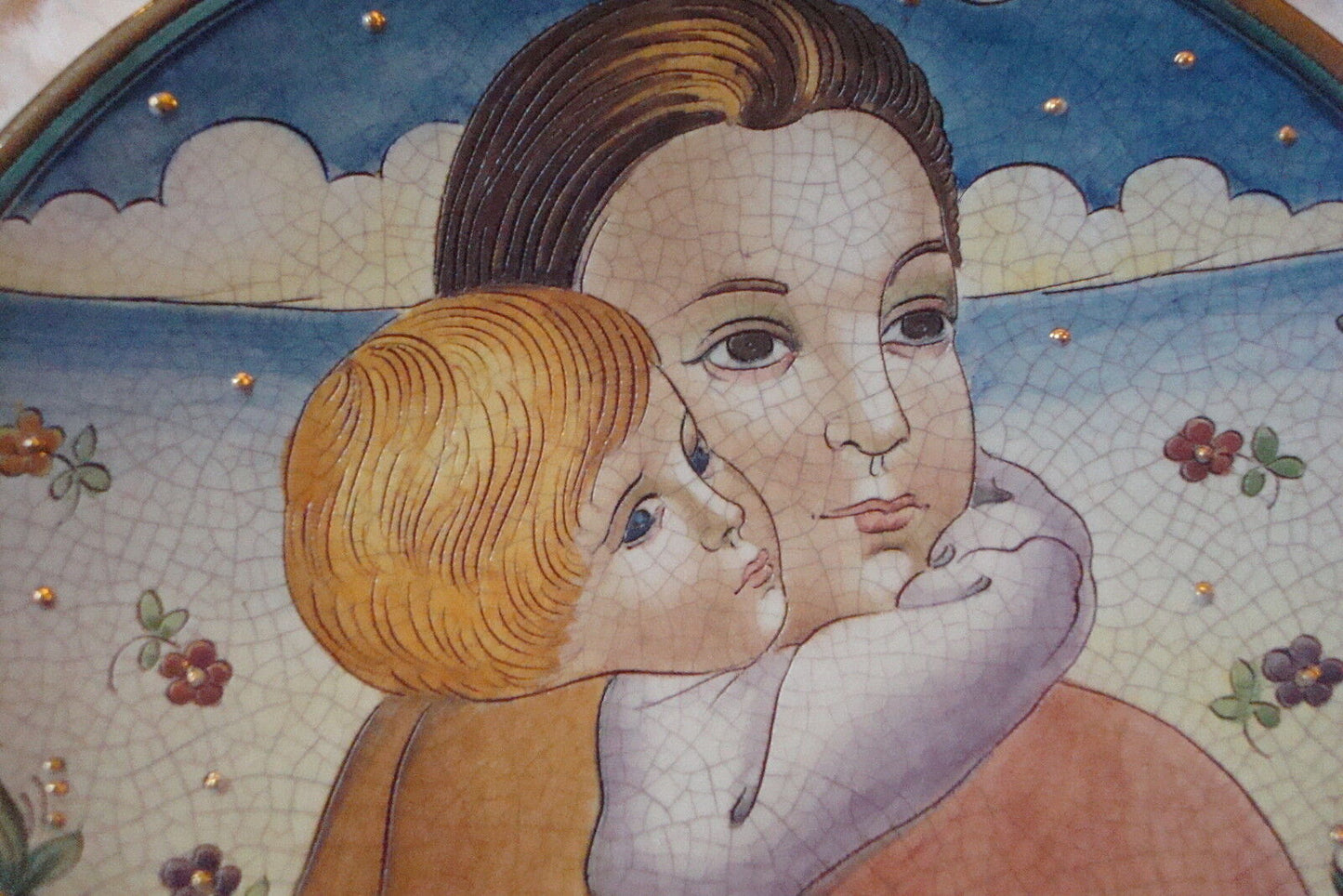 "Mother's Day" by Tiziano, Veneto Flair 1974, hand etched and painted in Italy