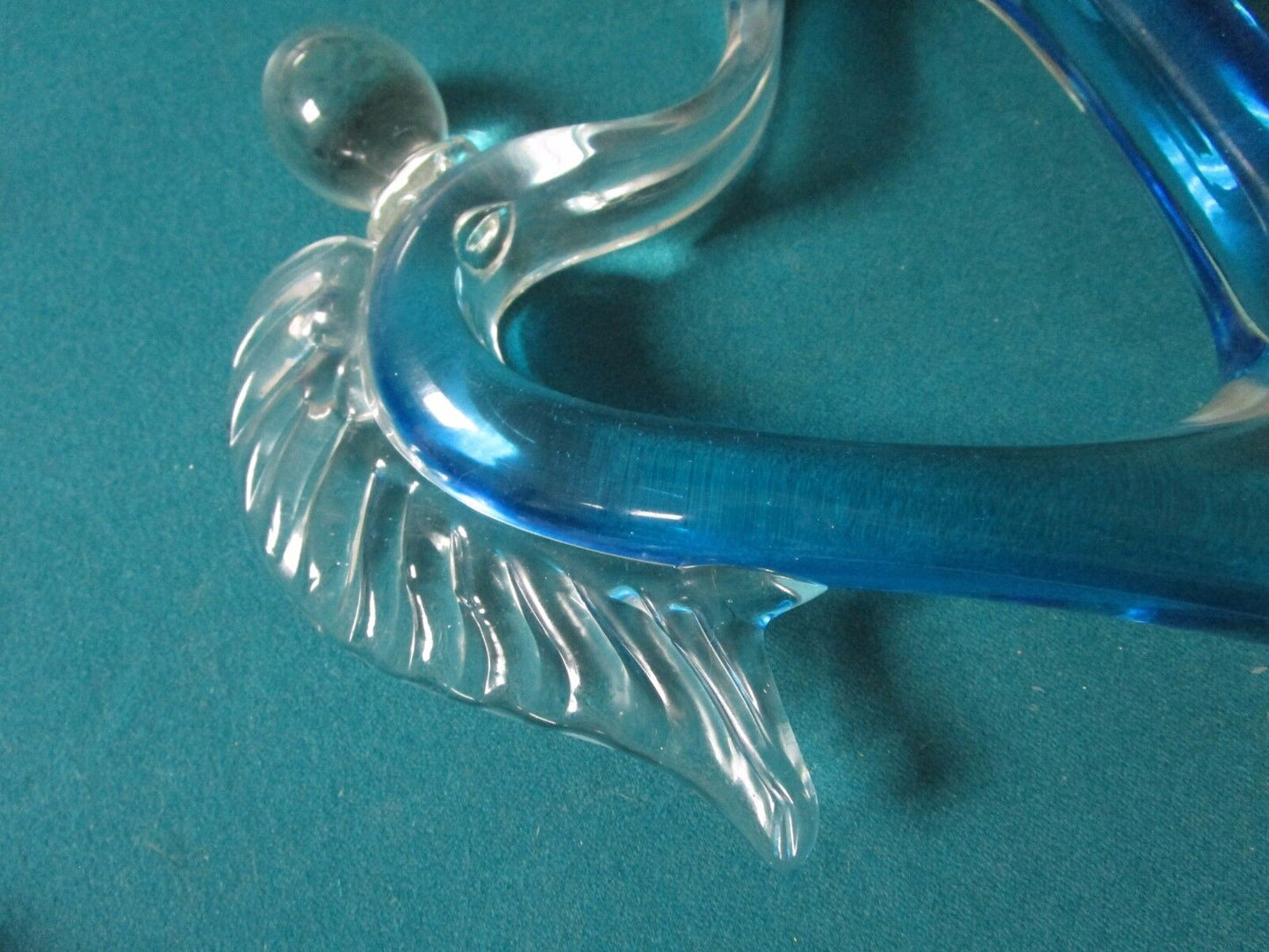 ANGEL HEART GLASS  SCULPTURE BLUE AND CLEAR RARE