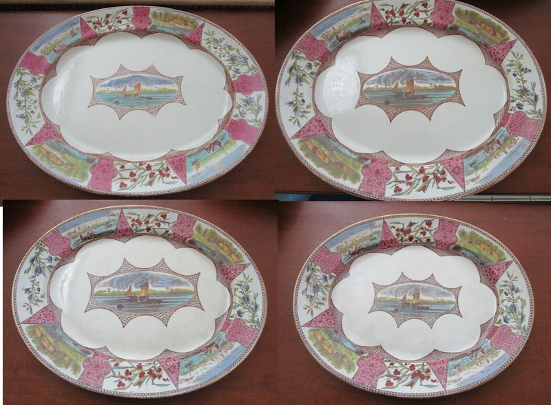 FORD & RILLEY BURSLEM ENGLAND ANTIQUE RED BORNEO TRAYS BEE MARK ORIGINALPICK 1