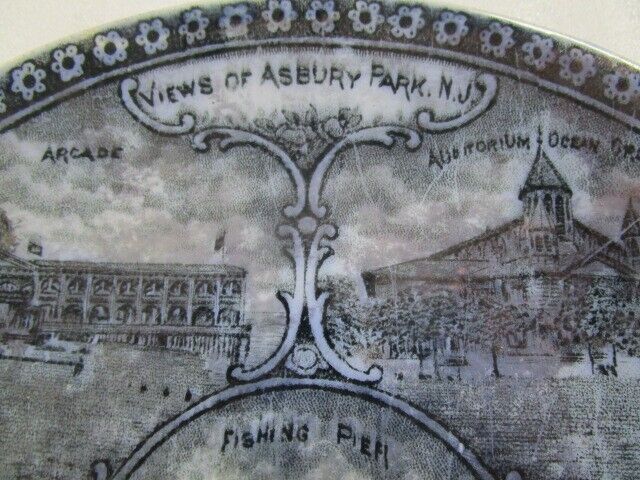 Views of Asbury Park, NJ, Rowland Marsellus Staffordshire 8 1/2" [bp42]