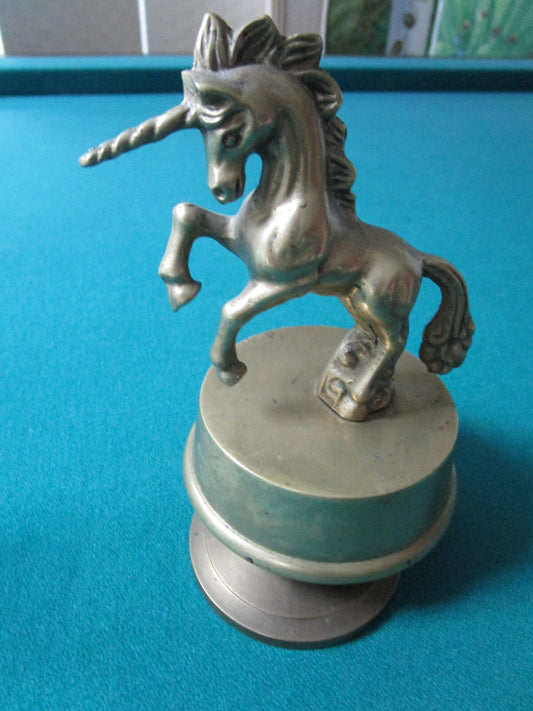 Vintage Brass Unicorn Figure Music Box Figurine "BORN FREE" 6" ORIGINAL