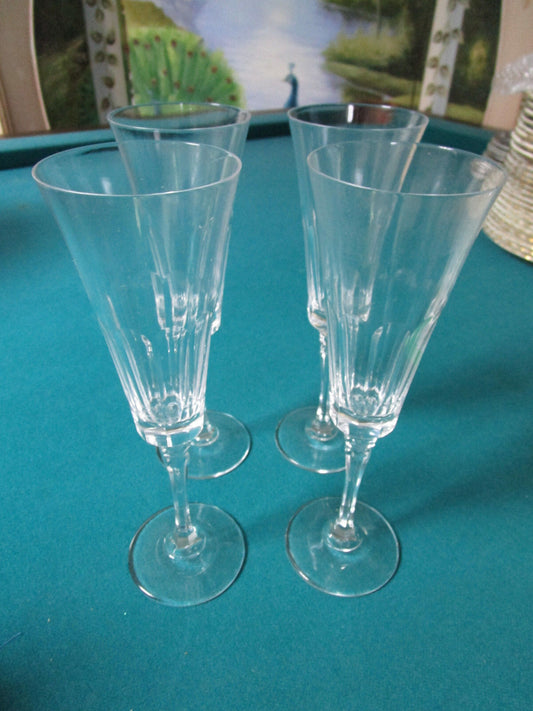 TOWLE REFLECTIONS 3 CRYSTAL FLUTED CHAMPAGNE GLASSES IN BOX 9" ORIG