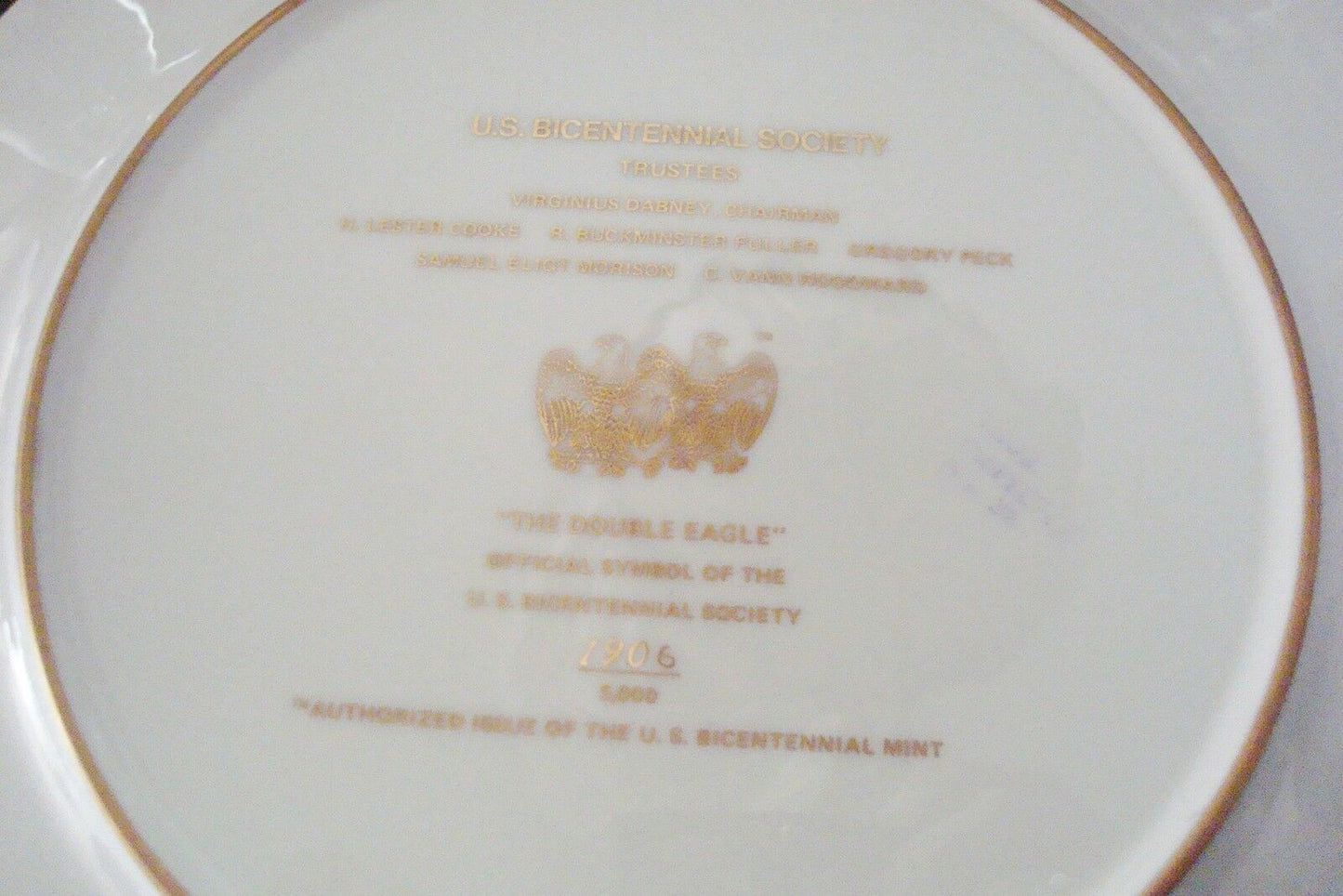 U.S. Centennial Society MARSHAL BOEHM collector plate "The Double Eagle"