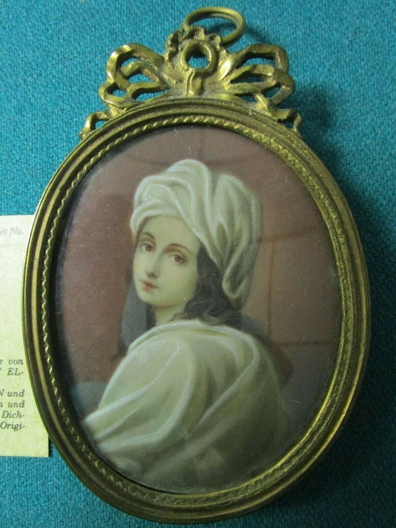 ANTIQUE MINIATURE OVAL PAINTING OF A GIRL WITH CERTIFICATE GERMANY 3 X 2 1/2"