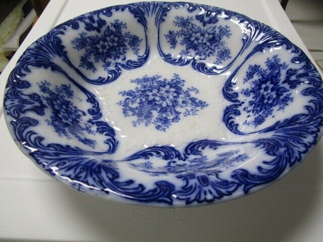 Antique ROYAL BONN-FRANZ ANTON MEHLEM  Meissen flow blue bowl, Germany [a4-r.5]