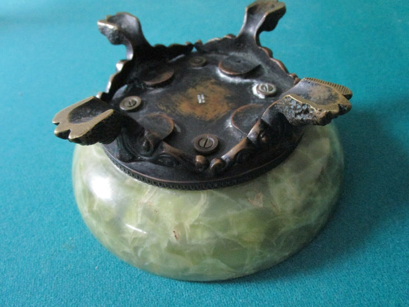 Marble And Brass Oval Dish Bowl Lion Feet Austria Original [80b]