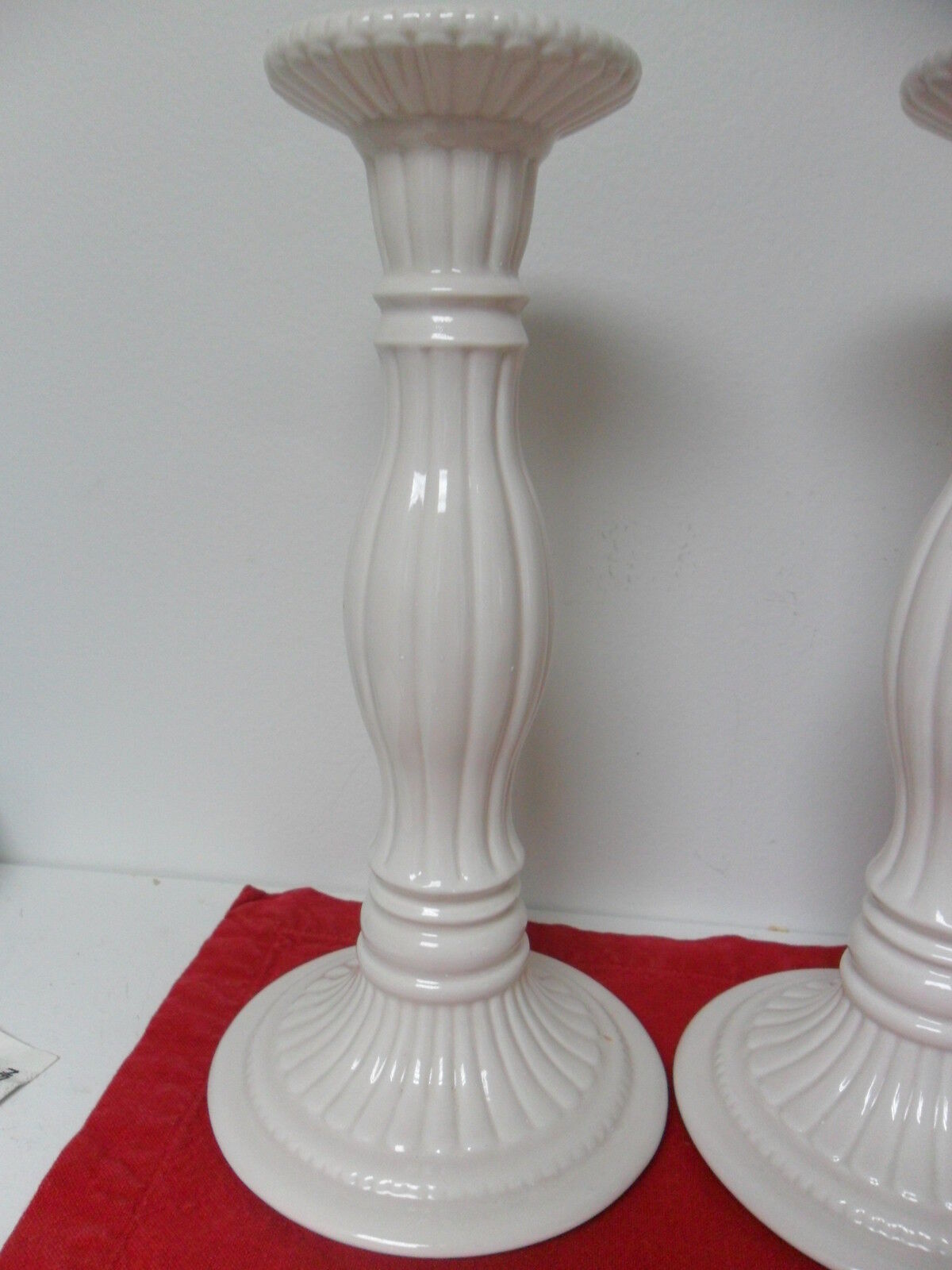 Villeroy and Boch pair of large candle holders white, molded, 10" ORIGINAL