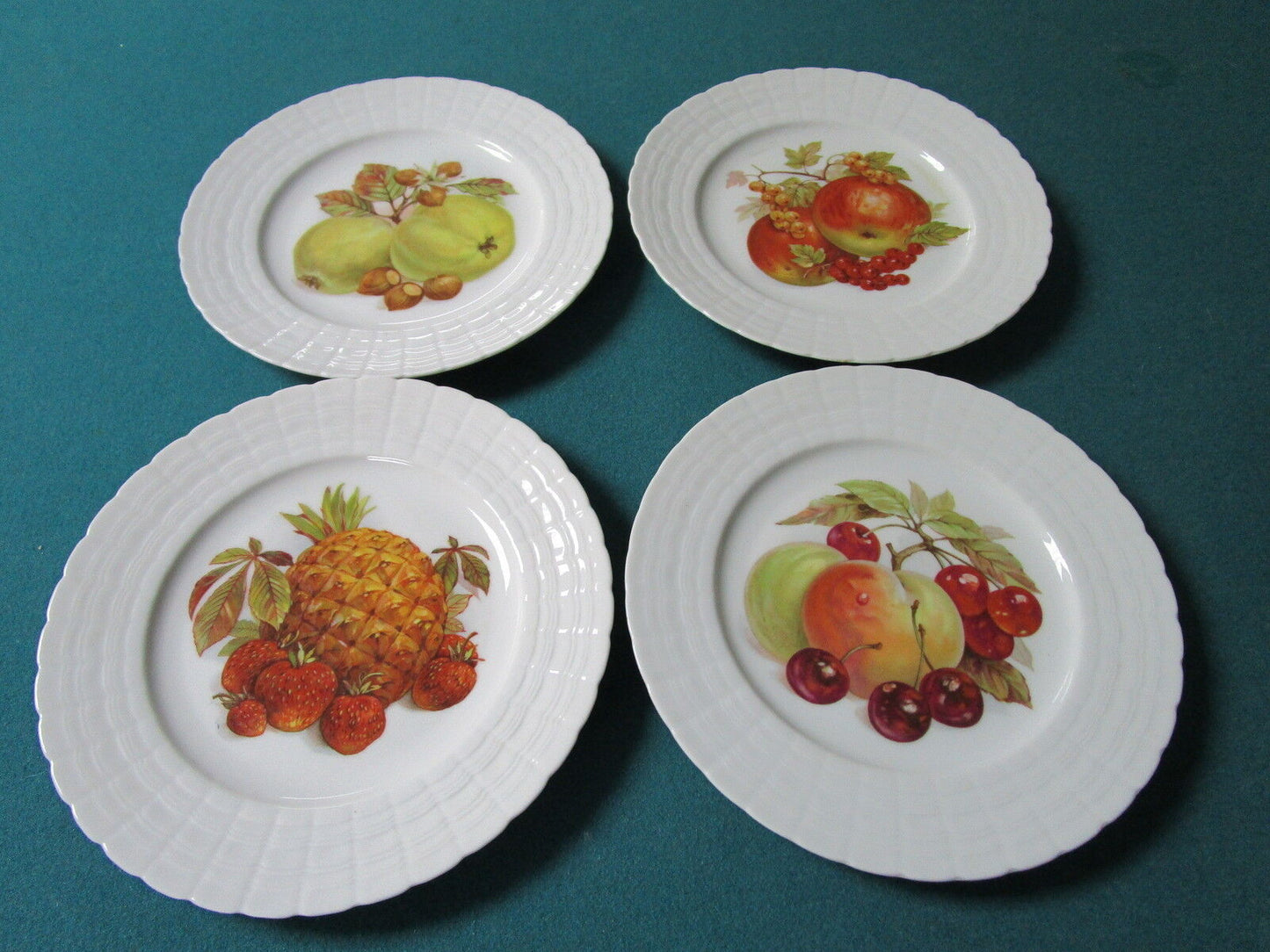 Wallace Hutschenreuther Germany 4 salad/fruit transferware plates 8" diam[a*12]