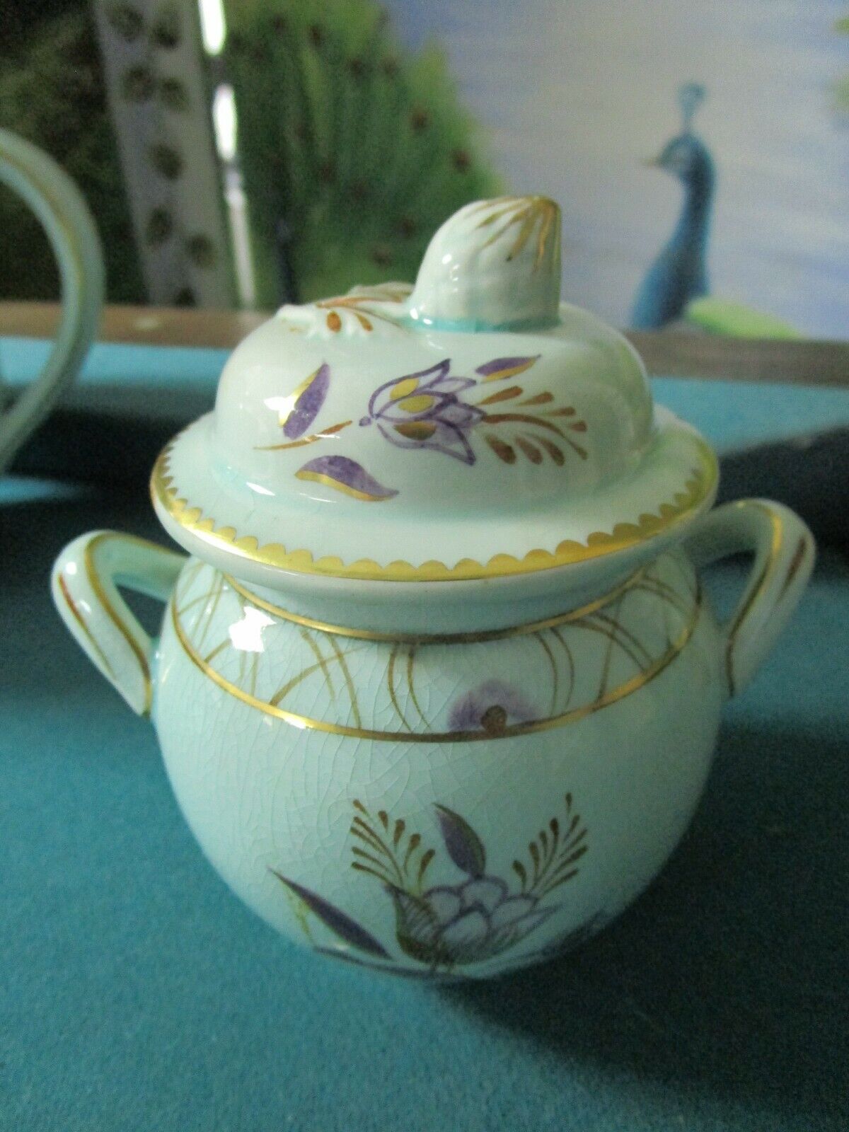 Adams England Calyx Ware teapot, creamer & sugar bowl with lid, pale green [88B]