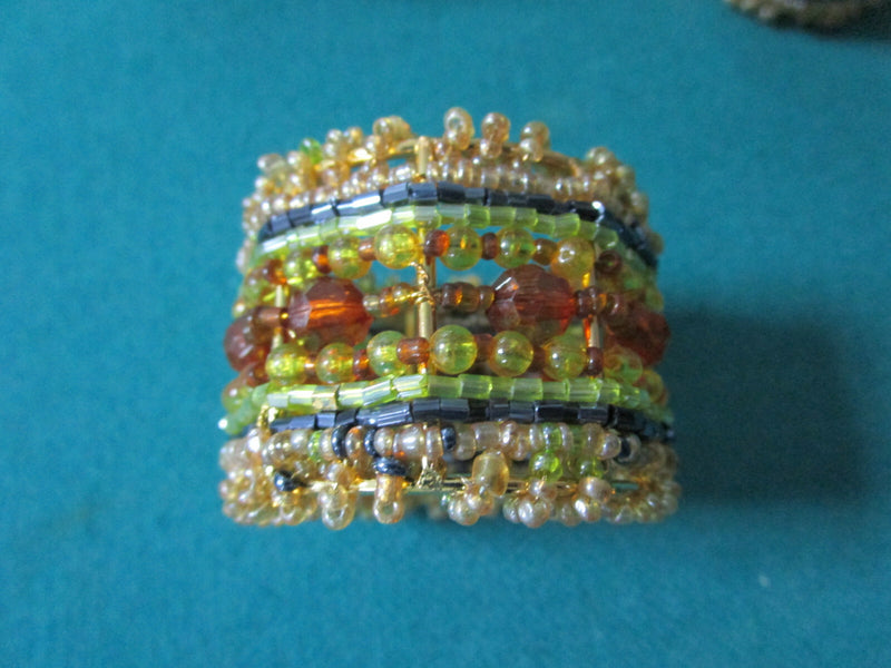 Napkin Rings Floral Metals Beads Brass Silk Pick One Set