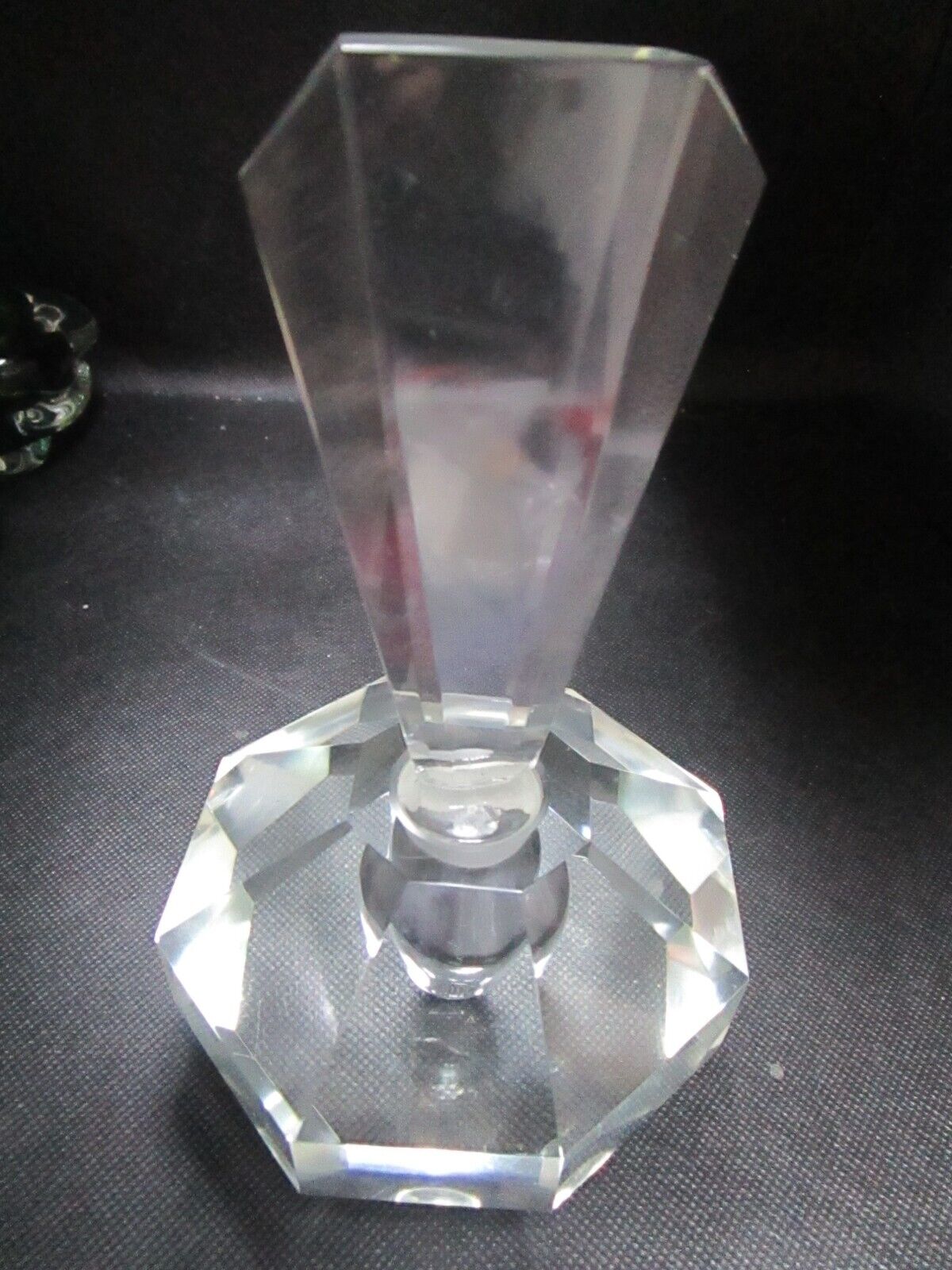 Antique art deco perfume bottle crystal faceted prism 7"