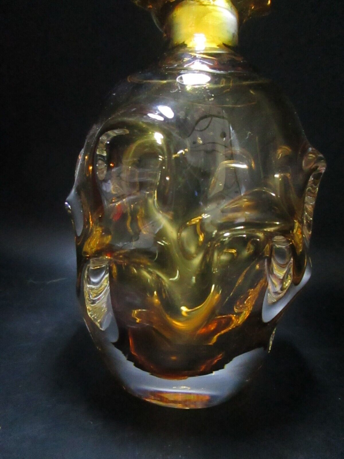 BLENKO DECANTER THUMBPRINT 9" AMBER