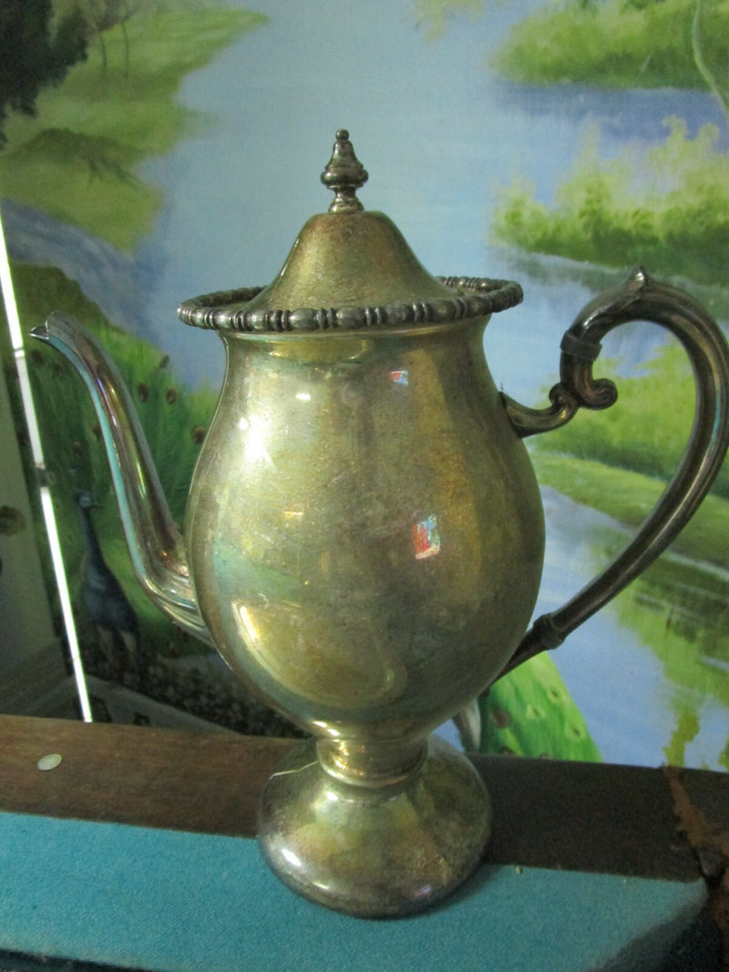 Antique Silver On Copper English Tea And Coffee Set With Tray 5 Pcs