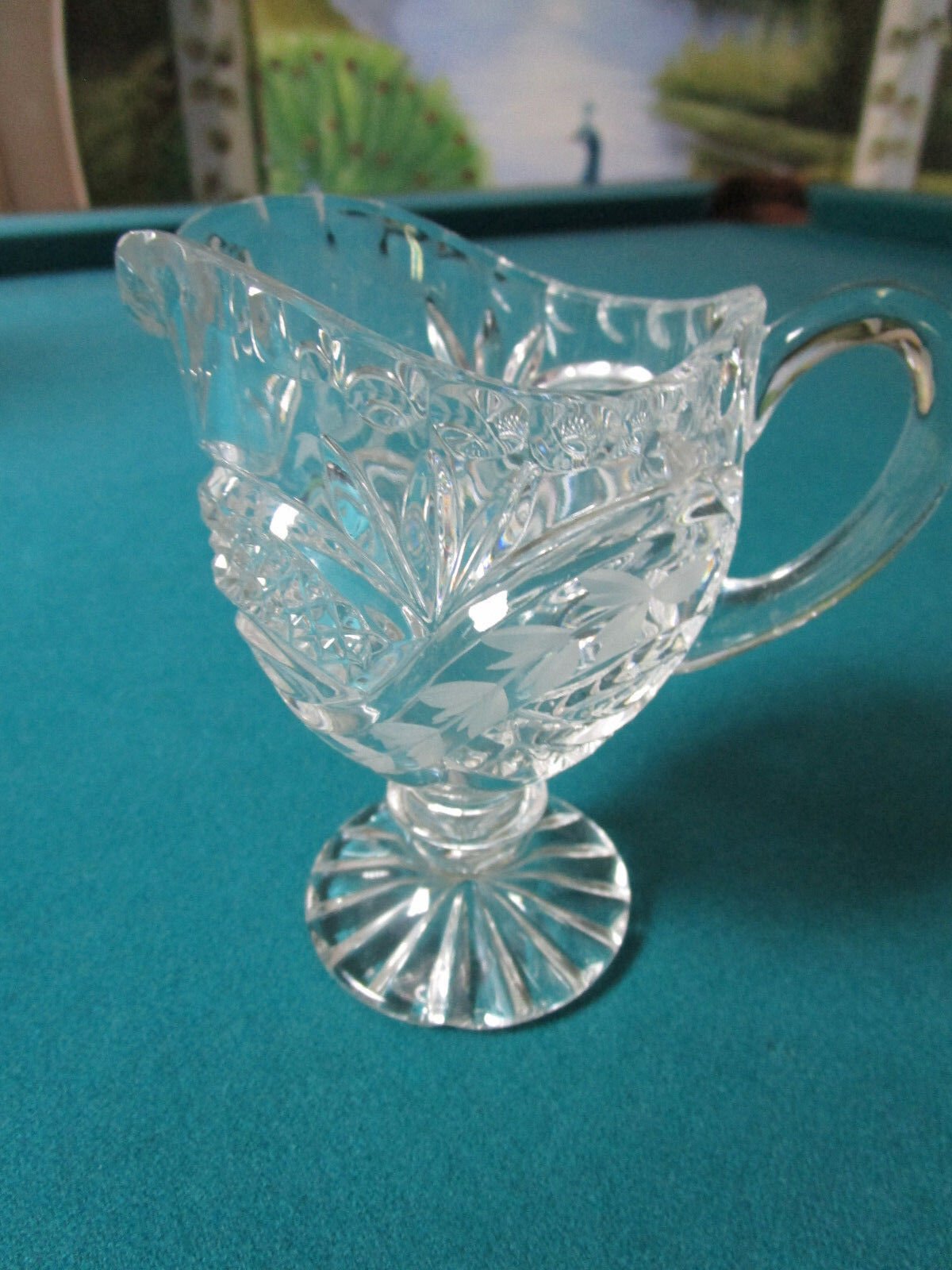 AMERICAN BRILLIANT CRYSTAL CUT FOOTED CREAMER 6" [61]